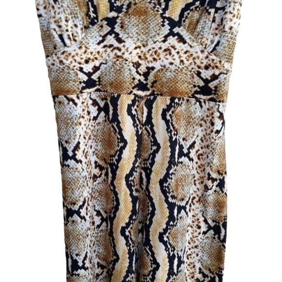 Polly & Esther Jumper Retro 70's Sleeveless V-neck Wide Flare Leg Snake Sz XS - Picture 6 of 12